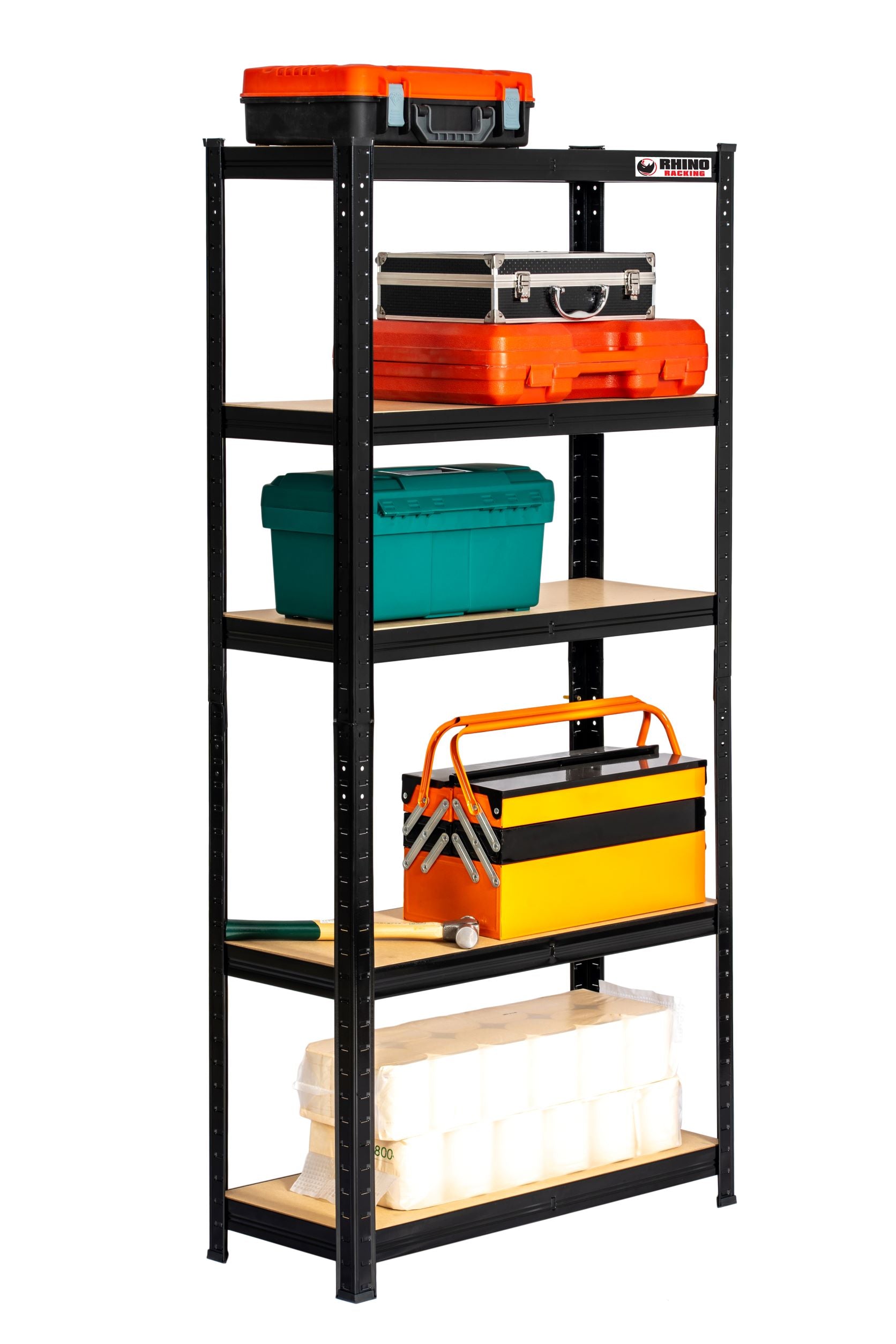 150 x 75 x 30cm Black 5 Tier Boltless Heavy Duty Garage Shelving Unit 1000kg Load Weight